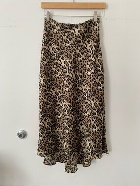 Zara Leopard-Print Midi Slip Skirt